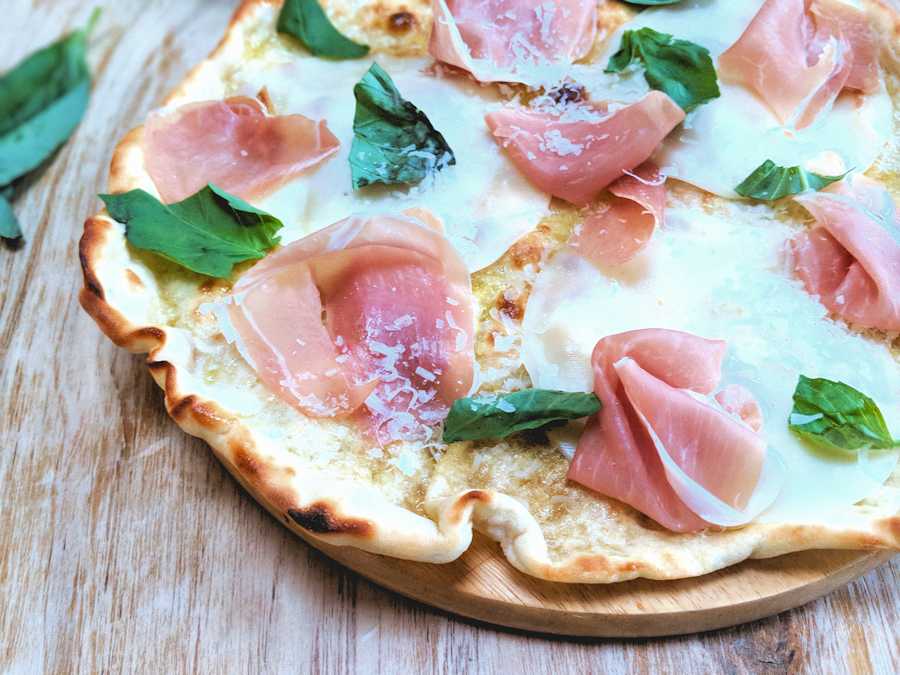 Pizza Bianca With Provolone And Prosciutto Recipe Cuisine Fiend